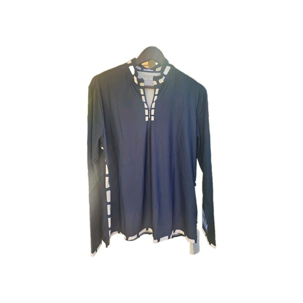NWT WOMENS ACEGOLFS 1/4 ZIP ACTIVE TOP UPF50+ GOLF TENNIS EQUESTRIAN BLUE Medium
